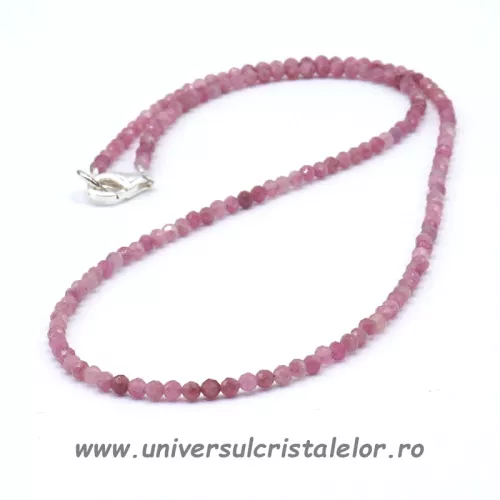 Colier turmalina roz rotund fatetat - 3,2mm Colier turmalina roz rotund fatetat - 3,2mm