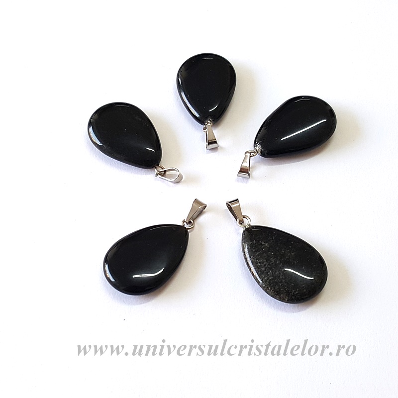 Pandantiv obsidian negru lacrima Pandantiv obsidian negru lacrima