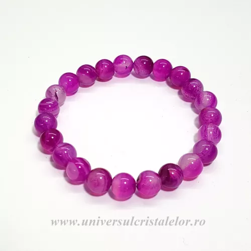 Bratara agat roz rotund - 8 mm Bratara agat roz rotund - 8 mm