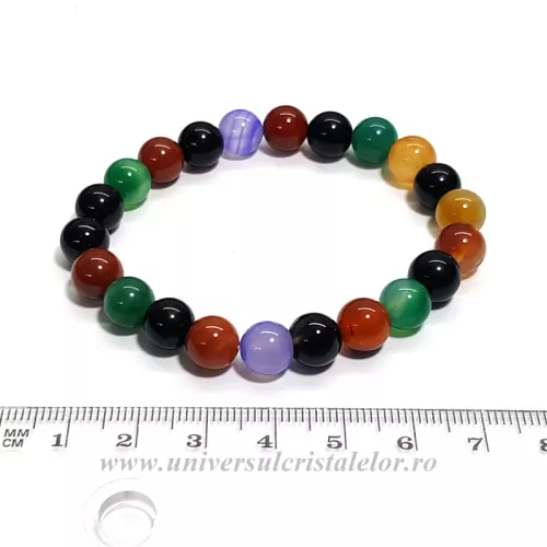 Bratara agat mixt rotund - 8 mm
