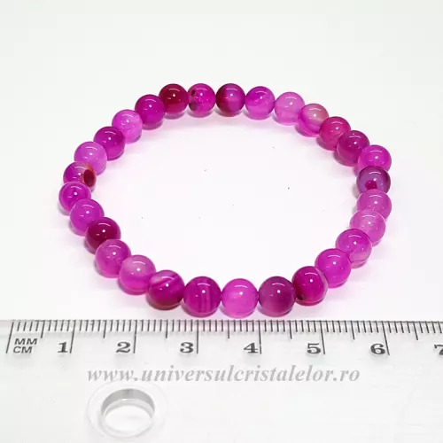 Bratara agat roz rotund - 6 mm Bratara agat roz rotund - 6 mm