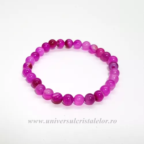 Bratara agat roz rotund - 6 mm Bratara agat roz rotund - 6 mm