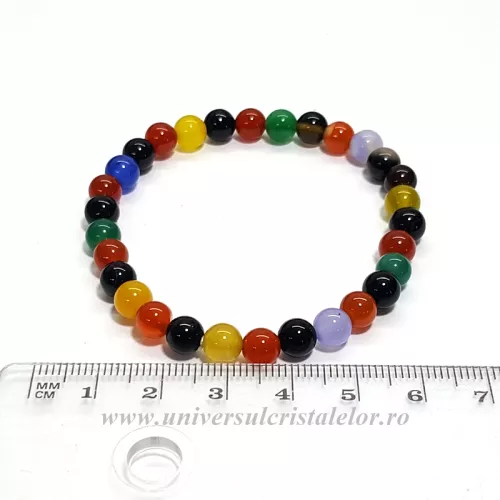 Bratara agat mixt rotund - 6 mm