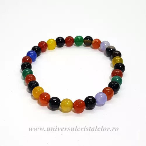 Bratara agat mixt rotund - 6 mm