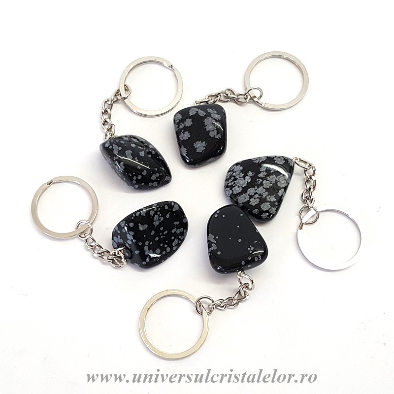 Breloc obsidian fulg de nea Breloc obsidian fulg de nea