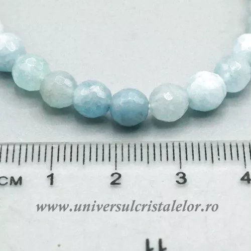 Bratara acvamarin rotund fatetat - 6 mm