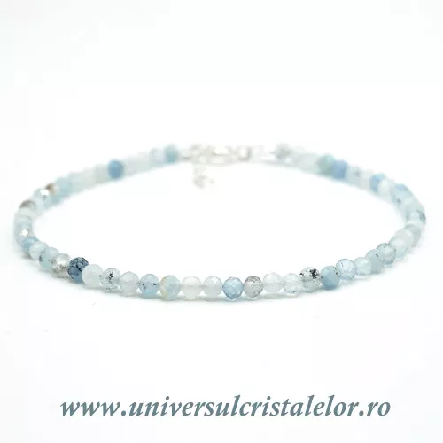 Bratara acvamarin rotund fatetat - 3,3mm Bratara acvamarin rotund fatetat - 3,3mm