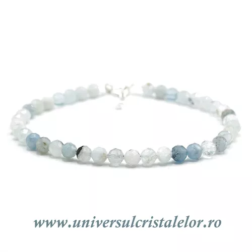 Bratara acvamarin rotund fatetat - 4,4mm Bratara acvamarin rotund fatetat - 4,4mm