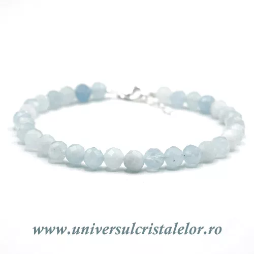 Bratara acvamarin rotund fatetat - 5,6mm Bratara acvamarin rotund fatetat - 5,6mm