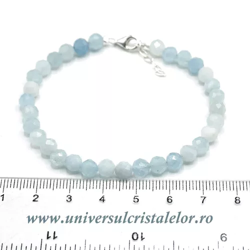 Bratara acvamarin rotund fatetat - 5,6mm Bratara acvamarin rotund fatetat - 5,6mm