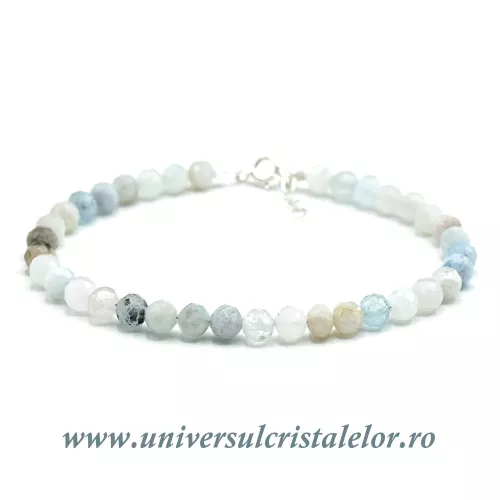 Bratara acvamarin rotund fatetat - 5mm Bratara acvamarin rotund fatetat - 5mm