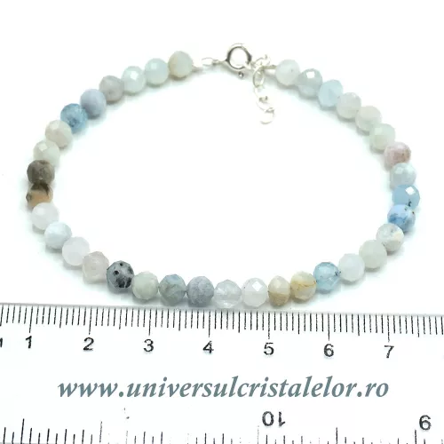 Bratara acvamarin rotund fatetat - 5mm Bratara acvamarin rotund fatetat - 5mm