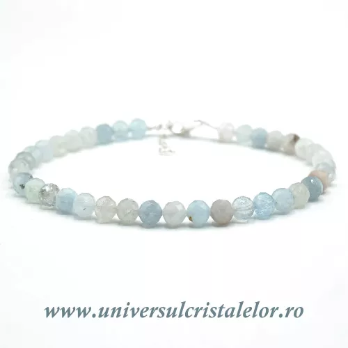 Bratara acvamarin rotund fatetat - 4,8mm Bratara acvamarin rotund fatetat - 4,8mm