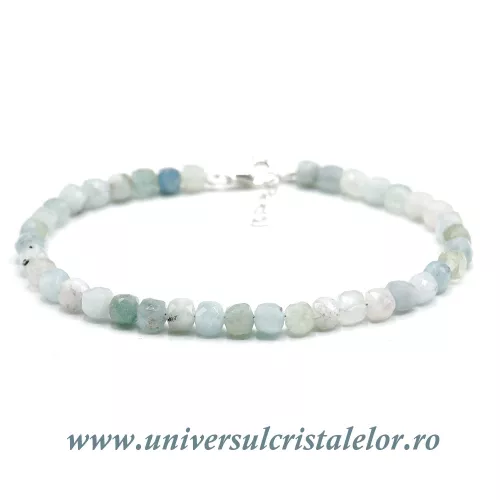 Bratara acvamarin cub fatetat - 4,7 mm Bratara acvamarin cub fatetat - 4,7 mm