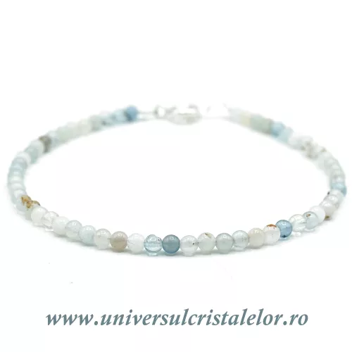 Bratara acvamarin rotund slefuit - 4 mm Bratara acvamarin rotund slefuit - 4 mm