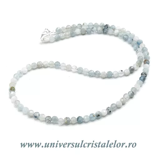 Colier acvamarin rotund fatetat - 4,4 mm Colier acvamarin rotund fatetat - 4,4 mm