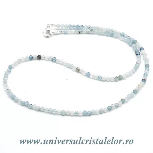 Colier acvamarin rotund fatetat - 3,4mm Colier acvamarin rotund fatetat - 3,4mm