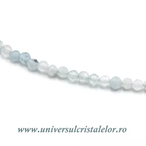 Colier acvamarin rotund fatetat - 3,4mm Colier acvamarin rotund fatetat - 3,4mm