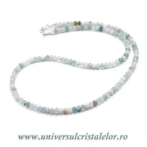 Colier acvamarin rondea fatetata 4.4mm Colier acvamarin rondea fatetata 4.4mm