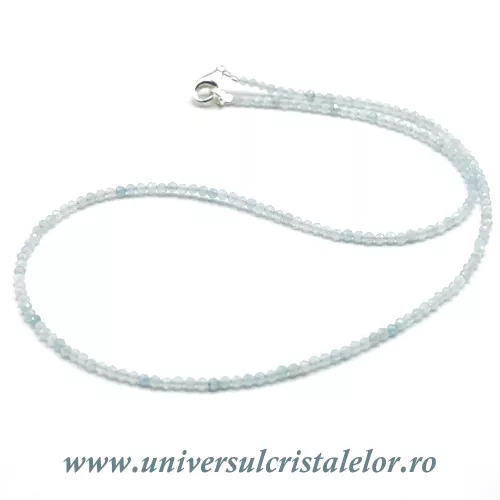 Colier acvamarin rotund fatetat - 2 mm Colier acvamarin rotund fatetat - 2 mm