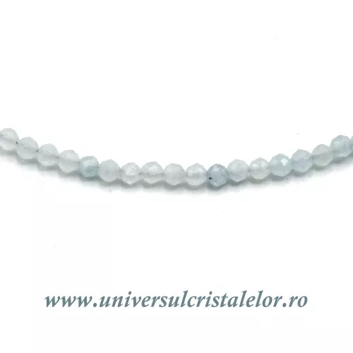 Colier acvamarin rotund fatetat - 2 mm Colier acvamarin rotund fatetat - 2 mm