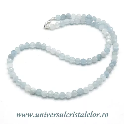 Colier acvamarin rotund fatetat - 5,6mm Colier acvamarin rotund fatetat - 5,6mm