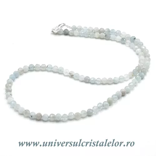 Colier acvamarin rotund fatetat - 4,8 mm Colier acvamarin rotund fatetat - 4,8 mm