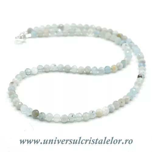 Colier acvamarin rotund fatetat - 4.5 mm Colier acvamarin rotund fatetat - 4.5 mm