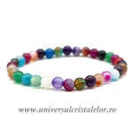 Bratara agat mixt rotund fatetat - 4 mm Bratara agat mixt rotund fatetat - 4 mm