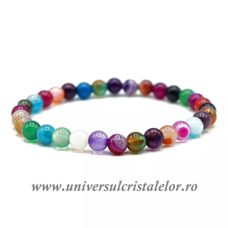 Bratara agat mixt rotund fatetat - 4 mm Bratara agat mixt rotund fatetat - 4 mm