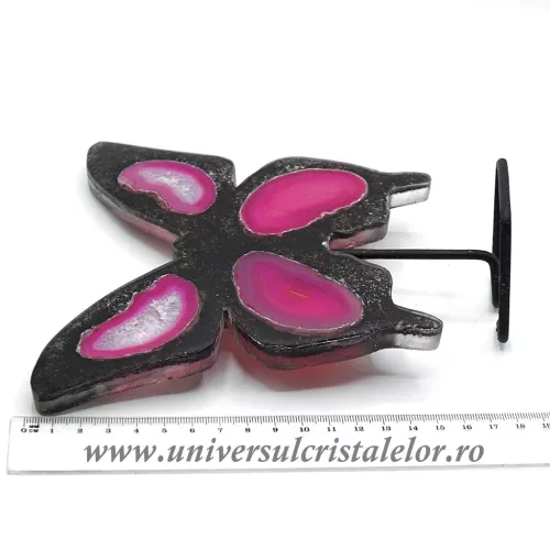 Fluture agat pe suport de metal unicat m06