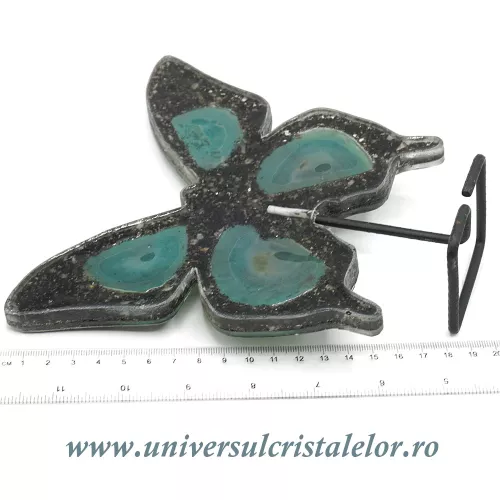 Fluture agat pe suport de metal unicat m05 Fluture agat pe suport de metal unicat m05