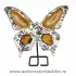 Fluture agat pe suport de metal unicat m02