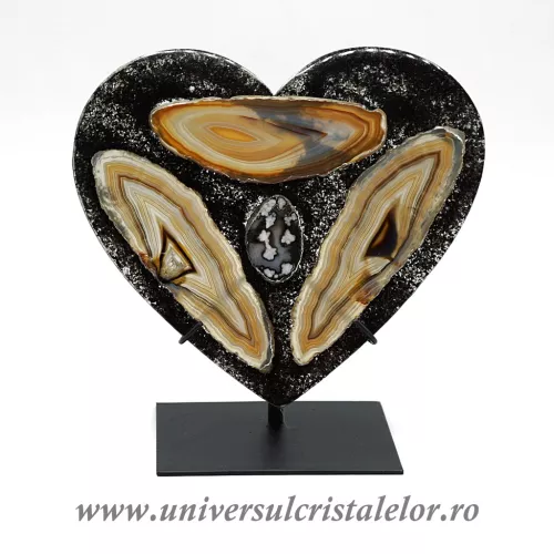 Inima agat pe suport de metal unicat m01