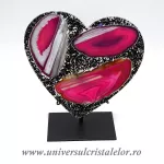 Inima agat pe suport de metal unicat m03