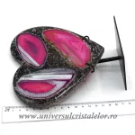 Inima agat pe suport de metal unicat m03