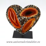 Inima agat pe suport de metal unicat m04