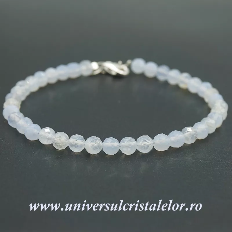 Bratara agat albastru dantela rotund fatetat - 4,5mm Bratara agat albastru dantela rotund fatetat - 4,5mm