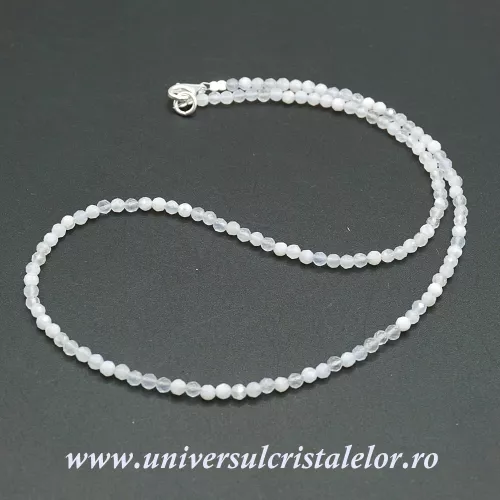 Colier agat albastru dantela rotund fatetat - 3,3mm Colier agat albastru dantela rotund fatetat - 3,3mm