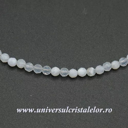 Colier agat albastru dantela rotund fatetat - 3,3mm Colier agat albastru dantela rotund fatetat - 3,3mm