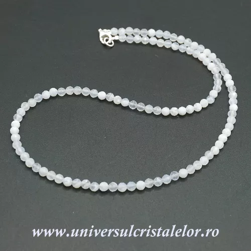 Colier agat albastru dantela rotund fatetat - 4,2mm Colier agat albastru dantela rotund fatetat - 4,2mm