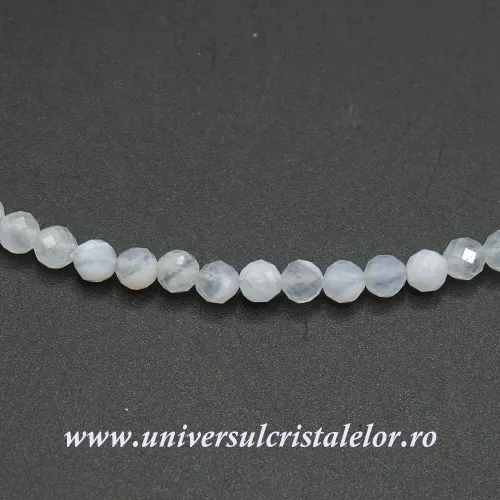 Colier agat albastru dantela rotund fatetat - 4,2mm Colier agat albastru dantela rotund fatetat - 4,2mm