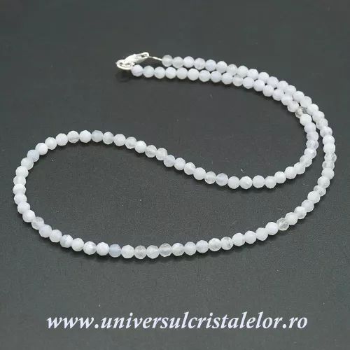 Colier agat albastru dantela rotund fatetat - 4mm Colier agat albastru dantela rotund fatetat - 4mm