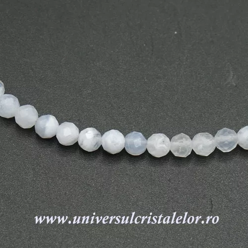 Colier agat albastru dantela rotund fatetat - 4mm Colier agat albastru dantela rotund fatetat - 4mm