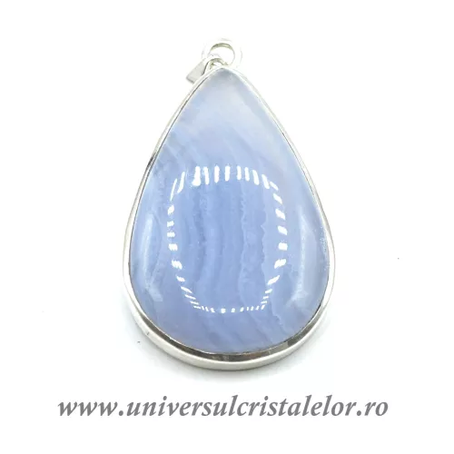 Pandantiv agat albastru dantela