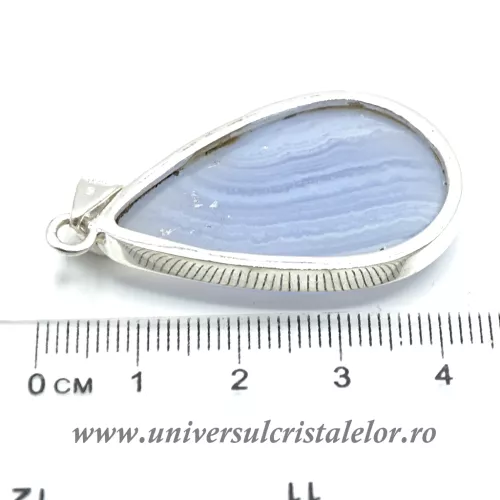 Pandantiv agat albastru dantela