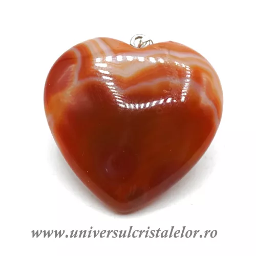 Pandantiv agat rosu inima