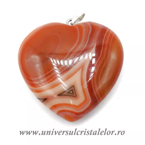 Pandantiv agat rosu inima