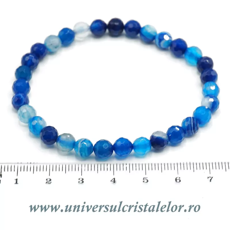 Bratara agat albastru rotund fatetat - 6 mm Bratara agat albastru rotund fatetat - 6 mm