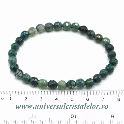 Bratara agat muschi rotund fatetat - 6 mm Bratara agat muschi rotund fatetat - 6 mm